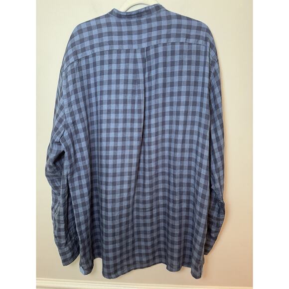 FYNCH-HATTON Men's LINEN Button Down Shirt Blue Black Size XX LARGE - Picture 11 of 11